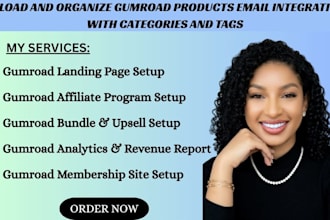 upload gumroad store digital products setup email seo landing page integration