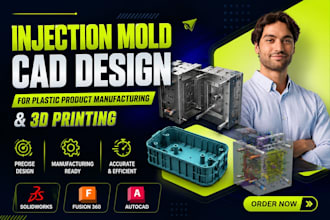 design injection mold cad for plastic product manufacturing and 3d printing