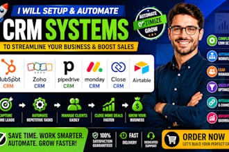 setup, automate hubspot CRM close CRM zoho CRM pipedrive monday CRM and airtable