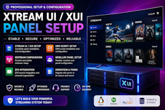 configure xtream ui server, xui panel, drm, script, restream, epg, panel setup