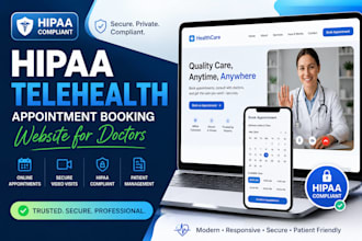 design hipaa telehealth or telemedicine appointment booking website for doctors