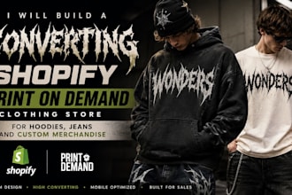 build converting shopify print on demand clothing, hoodies, jeans merchandise
