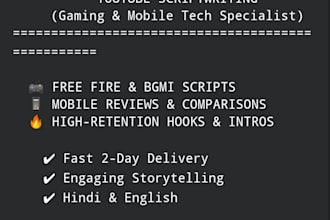 write engaging youtube scripts for mobile and gaming