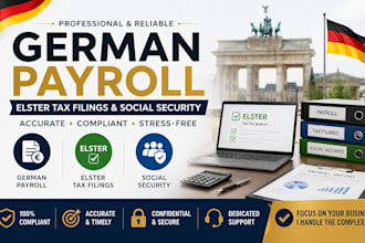 handle german payroll, elster tax filings, and social security