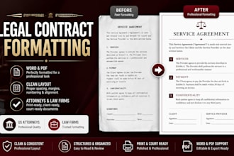 professionally format legal contracts for US attorneys law firms business