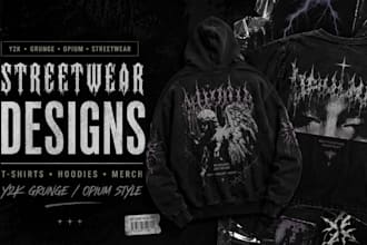 design streetwear clothing brand tshirt hoodie merch in y2k grunge optium style