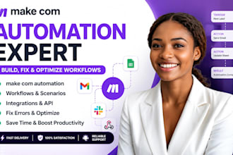 build and fix make com automation make com workflows, scenarios and integrations