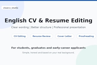 edit and improve your english CV or resume