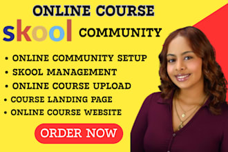 setup skool online community, skool course creation, skool community manager