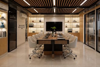 design office meeting room interior in realistic 3d