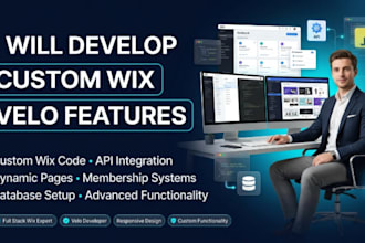 develop custom wix velo features using wix code and database