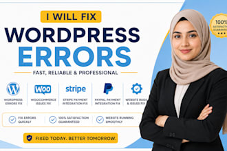 fix wordpress errors woocommerce stripe paypal and website bugs issues