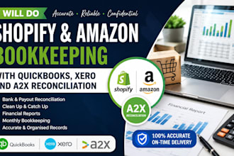 do shopify and amazon bookkeeping with quickbooks, xero, and a2x reconciliation