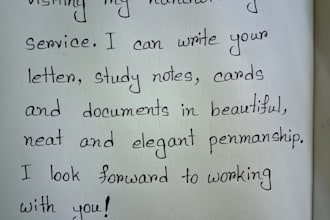 do beautiful english handwriting letters, notes, and study guides
