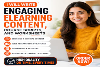 write course content, scripts and worksheet for your online course