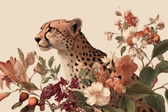 draw an animal and botanical illustration