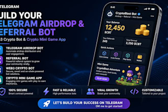 build telegram airdrop bot referral bot web3 crypto bot crypto mini game app
