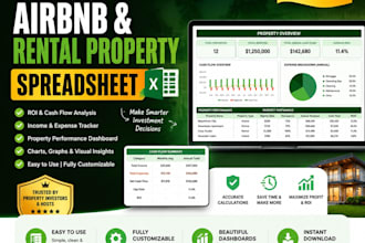 create airbnb rental property ROI, cash flow and expense spreadsheets