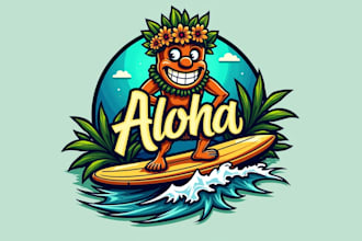design an aloha tiki bar mascot logo 1 day