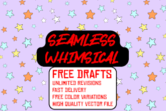 create hand drawn whimsical patterns for fabric and apparel