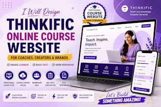 design thinkific online course wedsite for coaches creators brands
