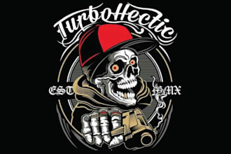 design high quality skull mascot logo with t shirt design