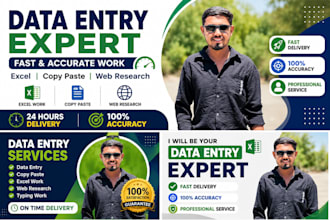 do fast and accurate data entry, excel, copy paste and web research