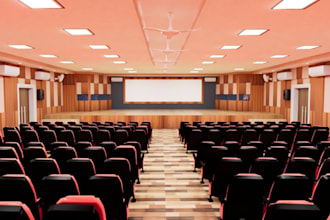 design 3d auditorium, cinema, home theater, acoustic treatment, event hall