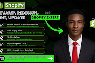 revamp, update clone, redesign, edit shopify store dropshipping shopify website