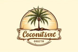 do unique coconut tree logo design for your brand