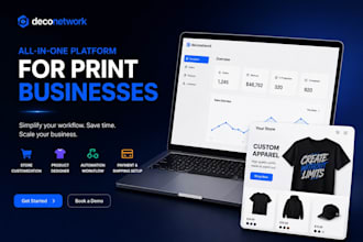 build deconetwork, printavo, inksoft and shopify expert store setup for you now