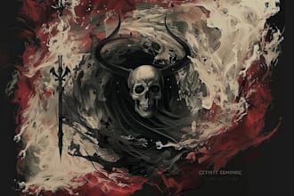 create dark art, horror or skull artworks illustration