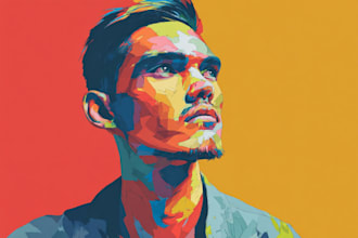 create a face into color vector art portrait