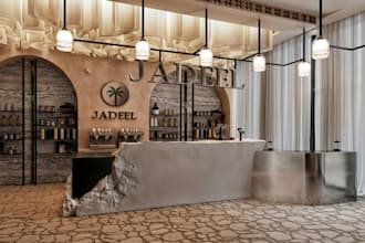 do 3d restaurant design, 3d cafe, retail store, 3d bakery with 3d rendering