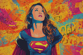 illustrate a superhero pop art portraits