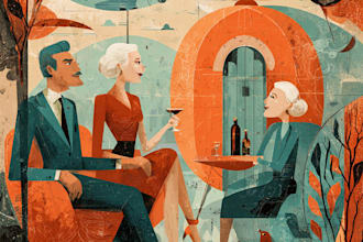 make illustration in distressed retro and pop art style