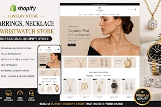 design shopify jewelry store earrings necklace wristwatch store jewelry website