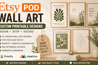 design printable wall art etsy pod shop setup printify