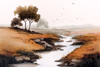 do creative watercolor landscape art