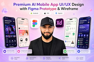 do figma app design for ai mobile appp UI UX with figma prototype and wireframe