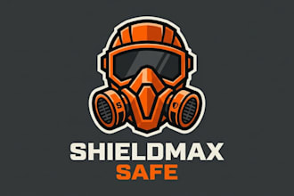 design a bold industrial safety mask logo for your brand