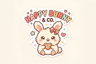 design a cute and adorable kawaii logo for your brand