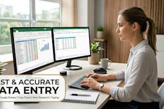 do data entry, excel and google sheets work