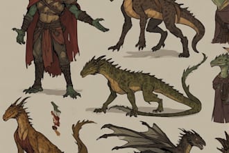 concept art for characters, dragons and monsters