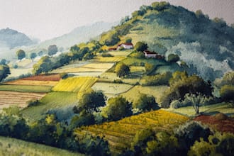 do creative watercolor landscape art