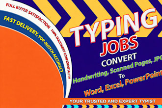 do handwriting or scanned file to word, excel conversion typing job