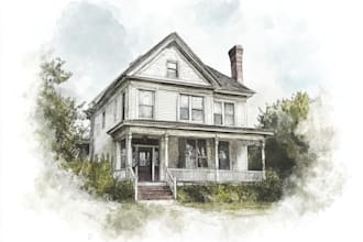 custom digital watercolor house, building