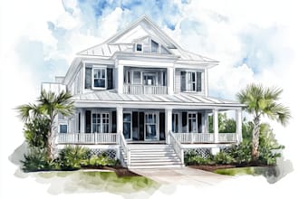 house and building photo into watercolor art