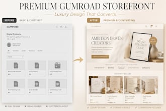 design gumroad storefront that is premium for your digital products