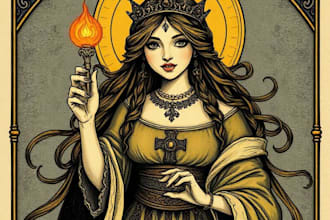 design custom mystical tarot card character art professionally